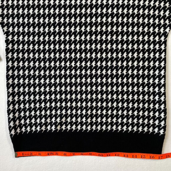 Carolyn Taylor Houndstooth Sweater Black White Crew Neck Dolman Sleeves Size M - Picture 8 of 13